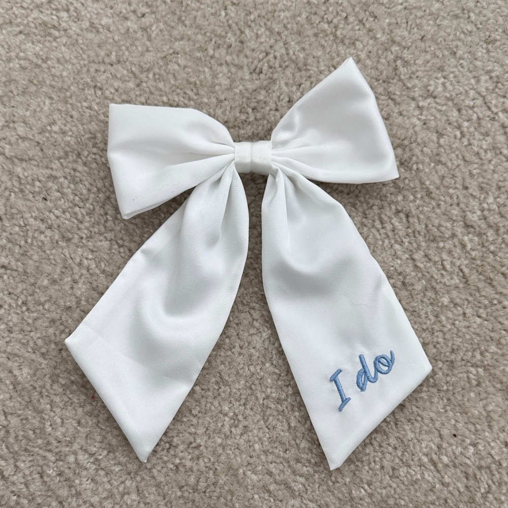 White 'I do' Ribbon Hair Bow